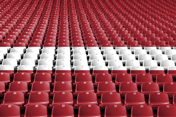 Fototapeta premium Miejsca na stadionie flagowym Łotwy. Koncepcja konkurencji sportowych.