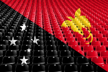 Fototapeta premium Papua New Guinea flag stadium seats. Sports competition concept.