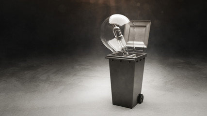Halogenlampe im M&uuml;lleimer