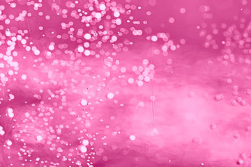 pink water bubbles background / fresh summer background pink air bubbles in water