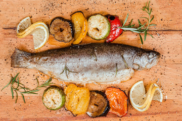 trout fish baked with nuts