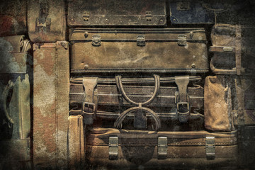 Fototapeta na wymiar Retro luggages bag background