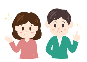 笑顔の若い夫婦のイラスト