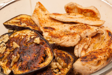 Baked eggplant and chicken