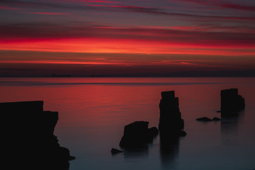 Seawall at Seafield, Kirkcaldy at sunrise