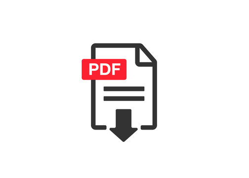 PDF file download icon. Document text, symbol web format information