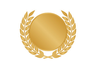 Circular vector winner emblems. Laurel wreaths and ribbon rosettes vector