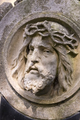 Historic Statue on the mystery old Prague Cemetery, Czech Republic