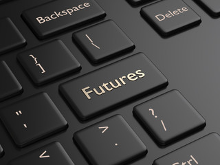 3d render of computer keyboard with FUTURES button