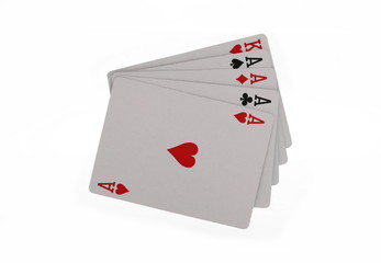 Playing cards isolated on white background with clipping path