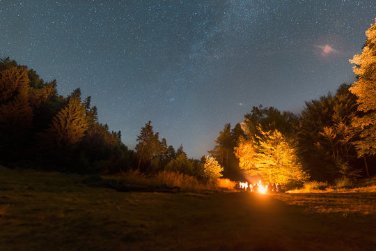 bonfire and milky way