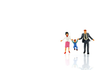 Miniature people : Family and children with house using for concept of step family day.