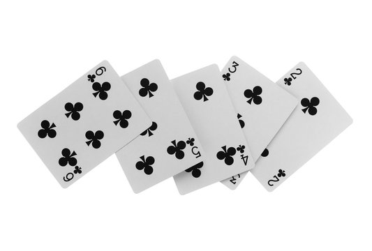 Playing cards, black, isolated on white background with clipping path
