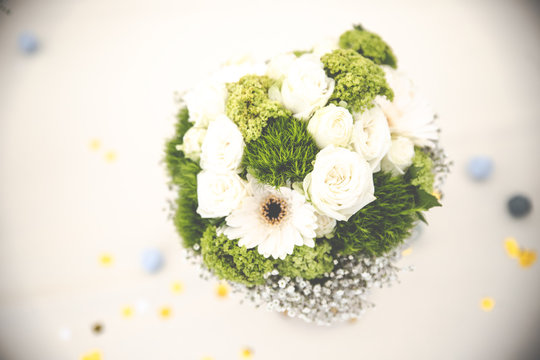 Braut Blumenstrau&szlig; gr&uuml;n und wei&szlig; Vintage Hochzeit
