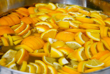 Lemonade of oranges in a large bowl