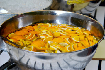 Lemonade of oranges in a large bowl