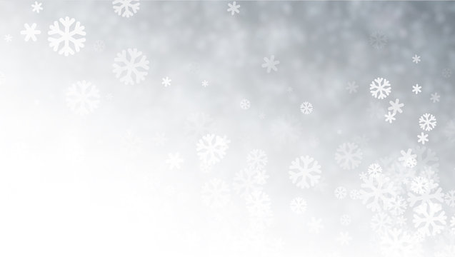 Grey blurred winter background with snow pattern.