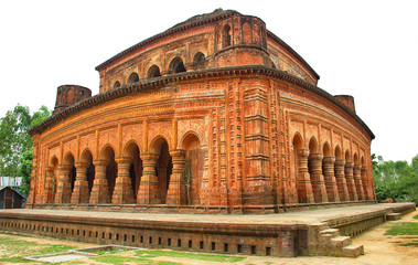 Fototapeta premium Navaratna Temple Architecture of the 17th Century Sirajganj Bangladesh. Noborotno Temple is located at the Noborotno Para village of Hatikumrul Union of Ullapara Upozila of Sirajganj district of BD