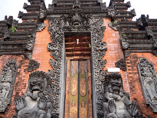 Hindu temple with statues of the gods on Bali island, Indonesia. Balinese Hindu Temple, old hindu...