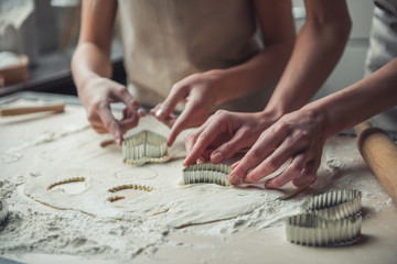 Mom and daughter baking