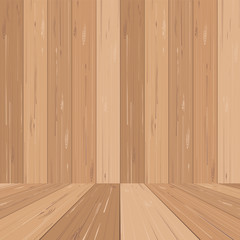 Empty wooden room space for background. Vector.