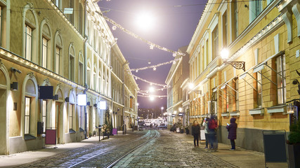 Naklejka na ściany i meble Street in the old town, Helsinki, Finland