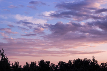 Fototapeta na wymiar Amazing violet sunset sky