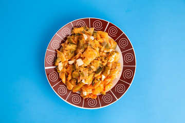 dish of fritada aragonesa, typical dish of aragon spain