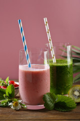 Healthy smoothie in two glasses