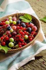 Fresh organic summer berries in basket