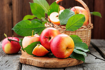 Organic apples in basket.