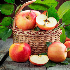 Organic apples in basket.