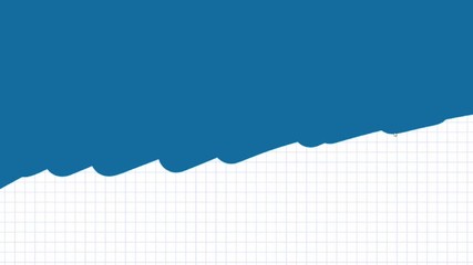 Animated video transition covering painting drawing dark blue over white lined graph paper