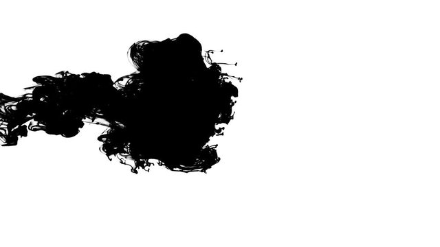 Abstract mask made of ink has been dropped to water. Horizontal orientation