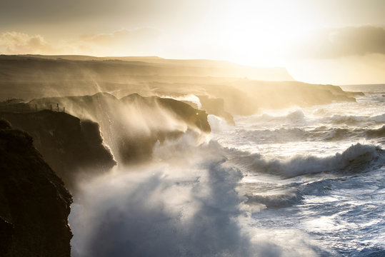Doolin Cliffs getting hit by giant storm, Doolin, Clare, Ireland