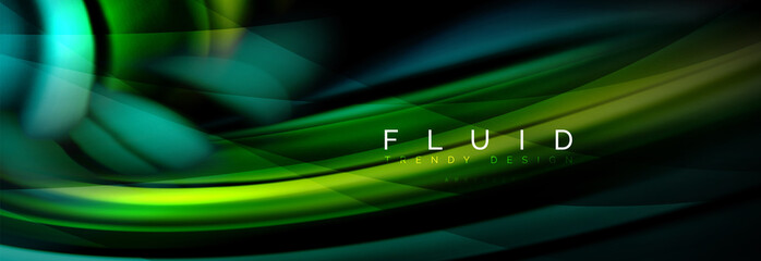 Wave fluid flowing colors motion effect, holographic abstract background. Vector illustration