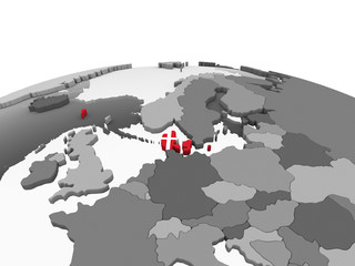 Denmark with flag on globe