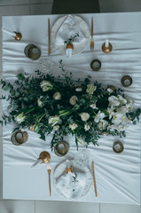 wedding decor, flowers, black and gold decor, candles