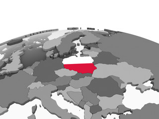 Poland with flag on globe