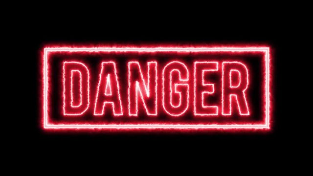 4k Warning Danger Background/
Animation of a grunge burning textured red warning seal stamp