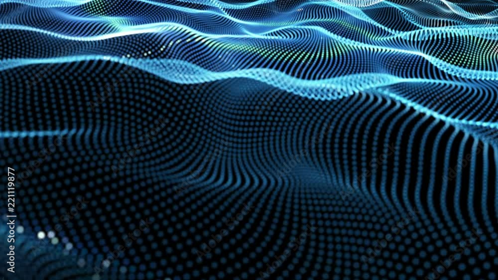 Poster abstract futuristic data cloud and artificial intelligence concept. light impulses traveling along w