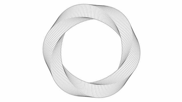 Motion graphics animated 3D rotating mobius strip shape