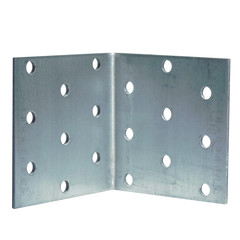 small  metal construction corner with holes isolated on white background