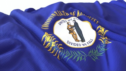 3d render, Realistic Wavy Flag of Kentucky .