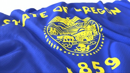 3d render, Realistic Wavy Flag of Oregon .