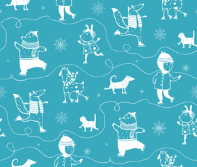 Seasonal winter kids pattern cartoon print design.