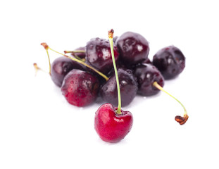 closeup fresh cherry isolated on white