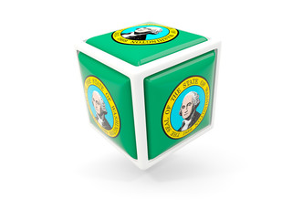 washington state flag in cube icon. United states local flags