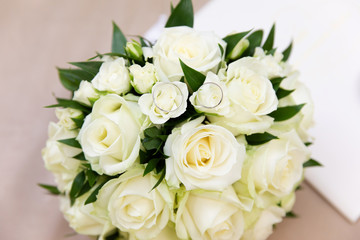 Beautiful bridal bouquet with different flowers