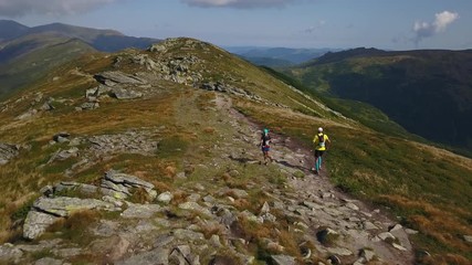 CARPATHIAN, UKRAINE - 15 AUGUST 2018:Chornohora trail runners 2018 drone footage